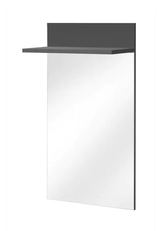 wandplank / wandrek met spiegel Ringerike 12, kleur: antraciet - afmetingen: 107 x 60 x 28 cm (H x B x D)