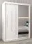 Schuifdeurkast / kleerkast met spiegel Tomlis 03B, kleur: mat wit - Afmetingen: 200 x 150 x 62 cm (H x B x D)