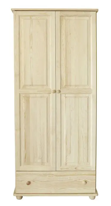 kledingkast massief grenen, natuur Junco 09A - Afmetingen 195 x 92 x 59 cm (H x B x D)