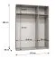 Draaideurkast met draaideuren, 1,5 meter breedte / Kleur: walnoot / drie spiegeldeuren / Handgrepen: zilver / Soft-Close functie / twee vakken / twee kledingstangen