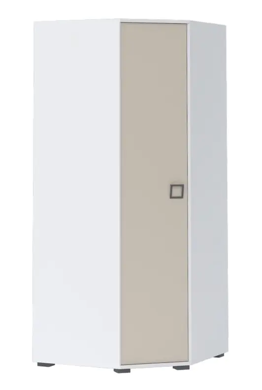 Draaideurkast / hoekkledingkast 15, kleur: wit / crème - Afmetingen: 198 x 86 x 86 cm (H x B x D)
