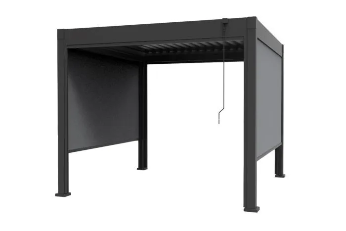 Pergola Dallas van staal & aluminium in antraciet, 3000 x 3000 x 2500 mm, verstelbare lamellen, gepoedercoat aluminium en stalen frame, duurzaam
