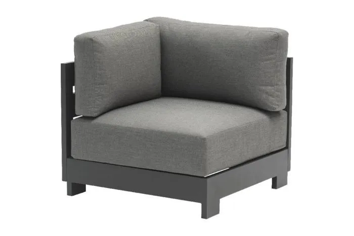Hoekloungestoel London gemaakt van aluminium - kleur: antraciet, afmetingen: 840 x 840 x 670 mm