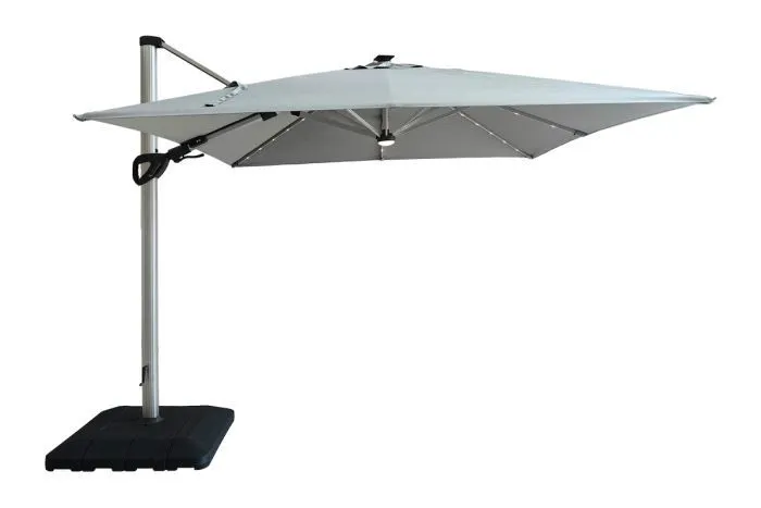 Austin parasol met verlichting op zonne-energie gemaakt van aluminium - Afmetingen: 3500 x 3500 mm