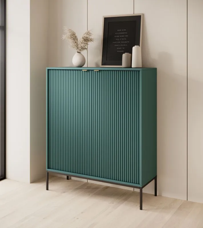 Kommode mit genügend Stauraum Worthing 17, Farbe: Grün / Schwarz / Gold - Abmessungen: 125 x 104 x 39 cm (H x B x T)