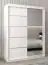 Schuifdeurkast / kledingkast Jan 03B met spiegel, kleur: mat wit - Afmetingen: 200 x 150 x 62 cm ( H x B x D)