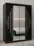 Schuifdeurkast / kledingkast met spiegel Tomlis 03A, kleur: Zwart - Afmetingen: 200 x 150 x 62 cm (H x B x D)