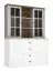 opzetkast (vitrine) voor Segnas dressoir / ladenkast, kleur: wit grenen / eiken bruin - 111 x 130 x 35 cm (h x b x d)