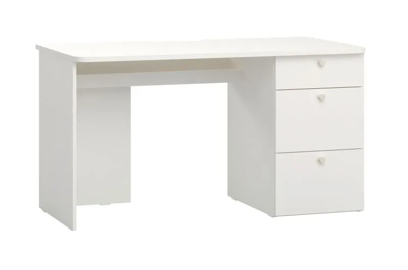 Functioneel bureau met drie lades Aenna 118, kleur: wit, handgrepen: wit, maten: 75 x 138 x 65 cm, modern en functioneel design