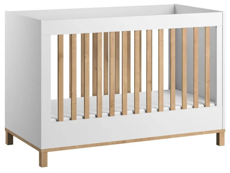 babybed / peuterbed Lijan 06, kleur: wit / eiken - Ligvlak: 70 x 140 cm (b x l)