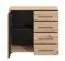 Indika 18 commode met vier laden, kleur: Artisan eik / zwart, één deur, twee vakken, ABS randen, afmetingen: 82 x 93 x 40 cm, voor woonkamer