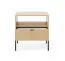 Nachtkastje | geribbeld front | Kleur: eiken Vicenza | 1 lade | 1 opbergvak | Maten: 54 x 39 x 56 cm | Handgrepen en poten: zwart | ABS-randen