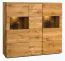 Vitrinekast Lencois 18, kleur: naturel, massief geolied en geborsteld eiken - Afmetingen: 136 x 153 x 39 (H x B x D)