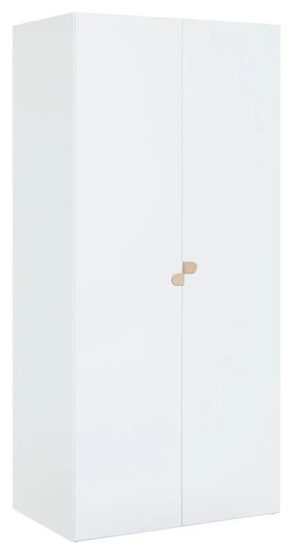 Jugendzimmer - Drehtürenschrank / Kleiderschrank Skalle 10, Farbe: Weiß - Abmessungen: 206 x 94 x 60 cm (H x B x T)