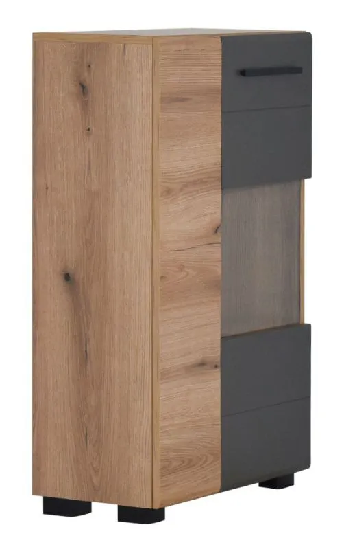 Ladekast /dressoir Colmenar 01, Kleur: Eiken / Grijs - Afmetingen: 103 x 65 x 32 cm (H x B x D)