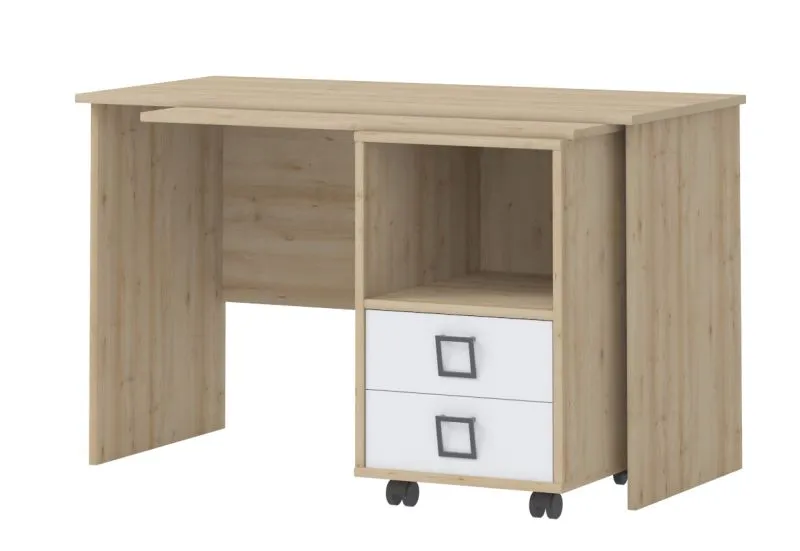 Kinderzimmer - Schreibtisch Benjamin 29, Farbe: Buche / Weiß - 76 x 125 x 60 cm (H x B x T)