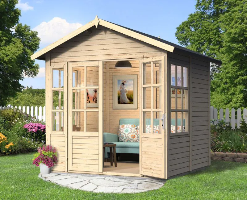Tuinhuis Leisnig 01 incl. vloer, onbehandeld - 19 mm element tuinhuis, bruikbare oppervlakte: 5,10 m², zadeldak