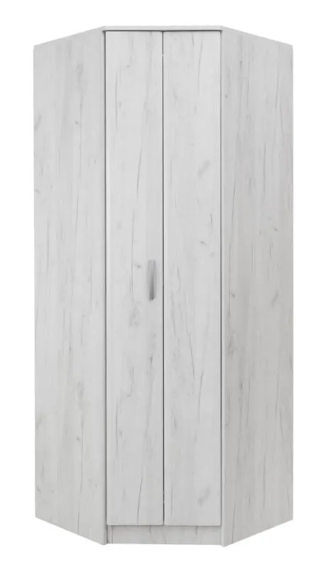 Drehtürenschrank / Eckkleiderschrank Muros 06, Farbe: Eiche Weiß - 222 x 87 x 50 cm (H x B x T)