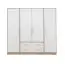Draaideurkast / kleerkast Hannut 06, kleur: wit / eiken - Afmetingen: 190 x 200 x 56 cm (H x B x D)