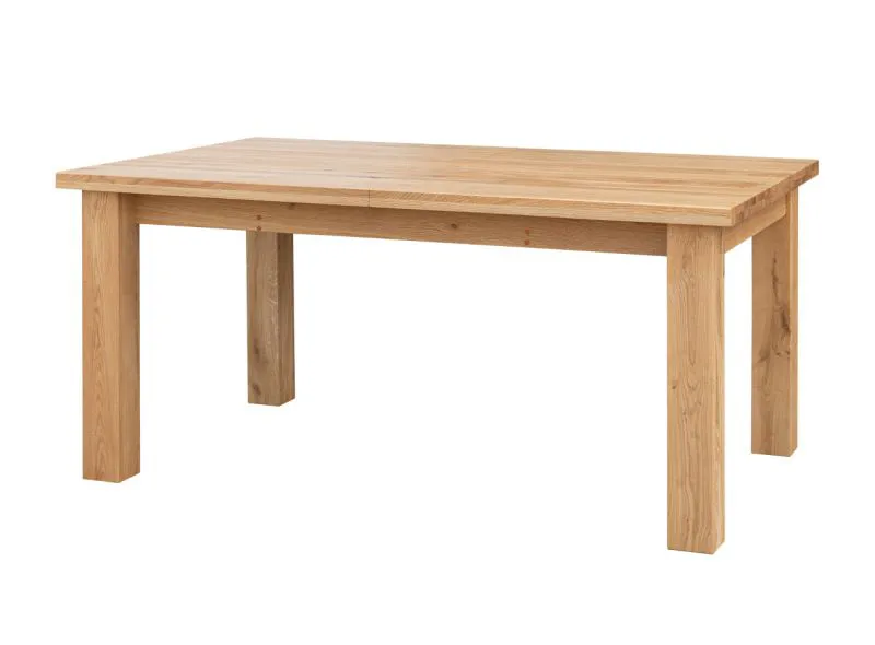 Uitschuifbare eiken tafel Barse 01, gemaakt van massief eikenhout, vier poten, verlengbaar tot 290 cm, geolied oppervlak, afmetingen: 75 x 200 x 100 cm, stabiel en robuust