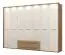 Draaideurkast / kledingkast met LED-lijst Gataivai 60 , kleur: Beige hoogglans / walnoten - Afmetingen: 224 x 272 x 56 cm (H x B x D)