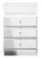 Nachtkastje Sydfalster 07, kleur: Wit / Wit hoogglans - Afmetingen: 68 x 45 x 34 cm (H x B x D), met 3 laden en 1 schap