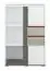 Jeugdkamer / tienerkamer - highboard kast / dressoir Connell 06, kleur: wit / antraciet / lichtgrijs - afmetingen: 136 x 92 x 40 cm (H x B x D), met 2 deuren, 2 laden en 5 vakken