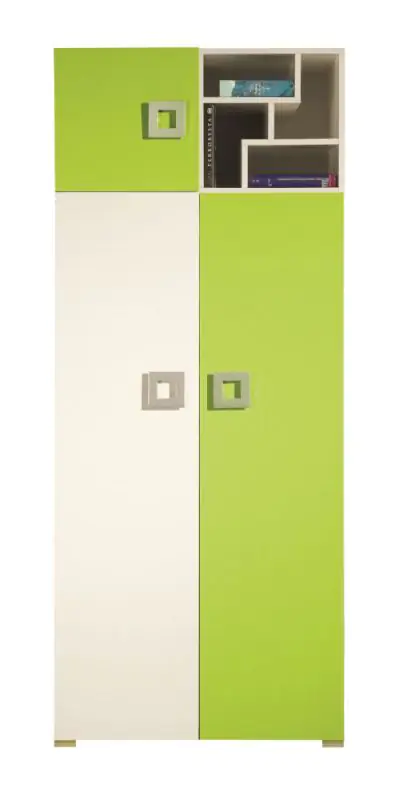 Jeugdkamer / tienerkamer draaideurkast / kleerkast Namen 02, kleur: groen / beige - afmetingen: 197 x 80 x 52 cm (h x b x d)