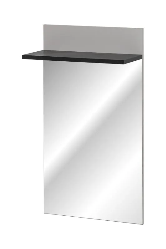 Garderobespiegel | 1 legplank | Kleur: kasjmier / zwart | modern design | Maten: 60 x 28 x 107 cm | voor de voorruimte