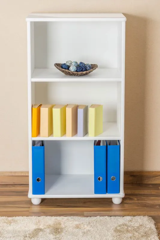 open kast massief grenen, wit gelakt Junco 52C - Afmetingen 120 x 60 x 42 cm