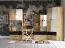 Bureau met kastuitbreiding Sirte 11, kleur: eiken / wit / zwart hoogglans - afmetingen: 153 x 150 x 50 cm (H x B x D)