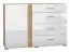 Ladekast /dressoir Tullahoma 04, kleur: eiken / glanzend wit - afmetingen: 90 x 134 x 42 cm (H x B x D), met 1 deur, 4 laden en 2 vakken