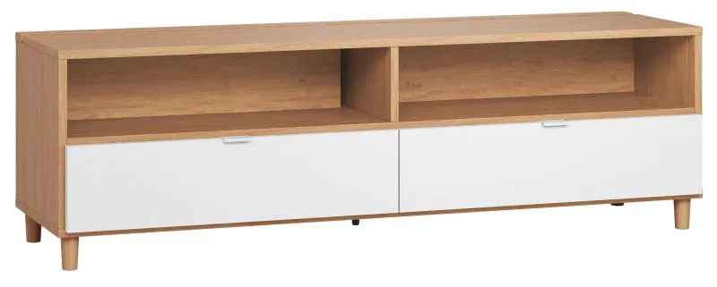 TV-onderkast Arbolita 15, kleur: eiken / wit - Afmetingen: 56 x 180 x 47 cm (H x B x D)