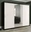 Moderner Kleiderschrank mit großen Spiegel Ätna 70, Farbe: Schwarz matt / Weißer Marmor - Abmessungen: 200 x 250 x 62 cm (H x B x T), mit 10 Fächern und zwei Kleiderstangen