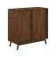 Ladekast / wijnrek Salleron 18, massief eiken geolied, kleur: Tabacco, twee houten schuifdeuren, afmetingen: 101 x 101 x 45 cm, 16 vakken
