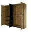 Eenvoudige kledingkast met twee spiegeldeuren Damous 01, kleur: Scandi eiken / zwart - Afmetingen: 210 x 223 x 60 cm (H x B x D)