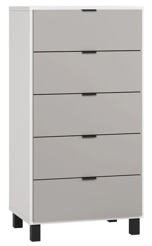 Ladekast /highboard Pantanoso 05, kleur: wit / grijs - afmetingen: 122 x 63 x 47 cm (h x b x d)