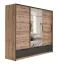 Schiebetürenschrank / Kleiderschrank Cerdanyola 07, Farbe: Eiche / Grau - Abmessungen: 222 x 269 x 64 cm (H x B x T)