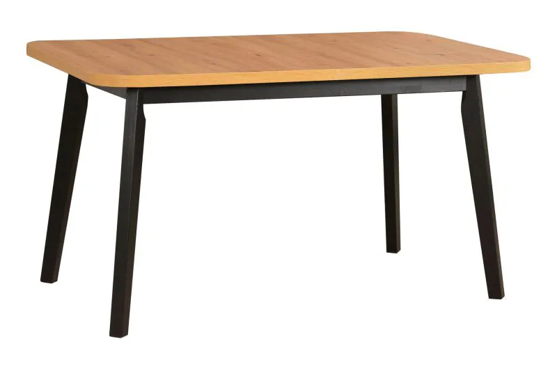 De DUJA-eettafel in zwart/eiken is gemakkelijk te combineren, afmetingen 80 x 140/180 (B x D), bladhoogte 32 mm, gelamineerd blad, stevige houten poten