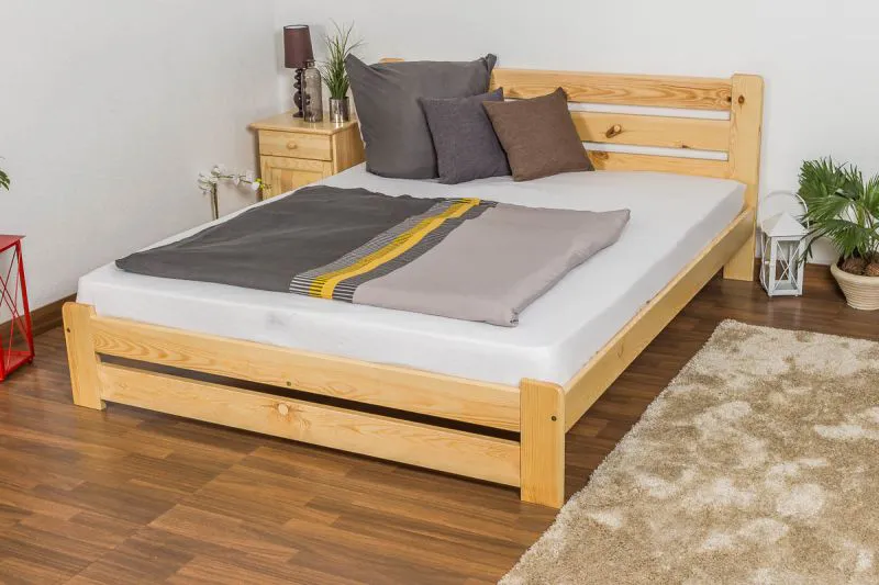 Tweepersoonsbed / logeerbed massief grenenhout, naturel A24, incl. lattenbodem - afmetingen 160 x 200 cm