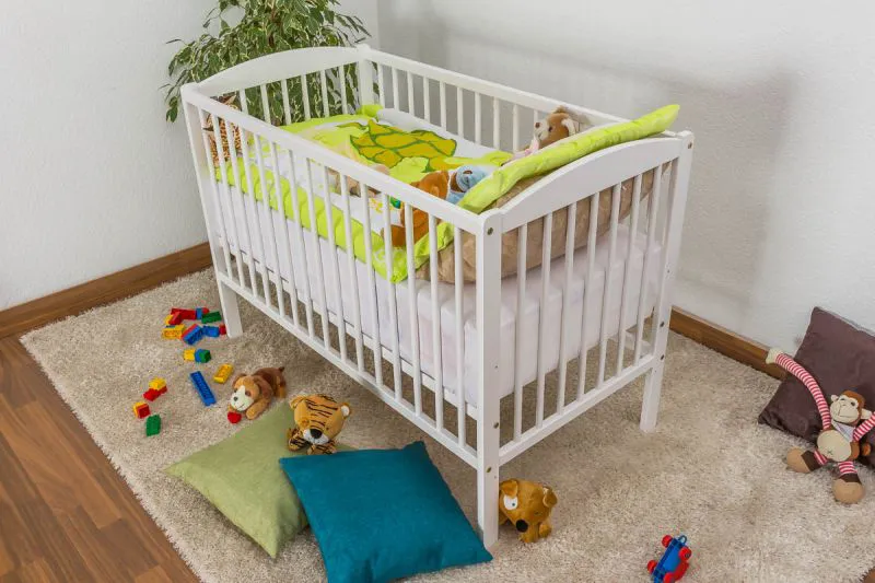 babybed / kinderbed massief wit grenen gelakt 103, incl. lattenbodem - afmetingen 60 x 120 cm