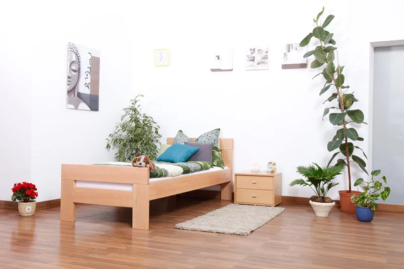 Eenpersoonsbed "Easy Premium Line" K2, massief beukenhout naturel - afmetingen: 90 x 190 cm