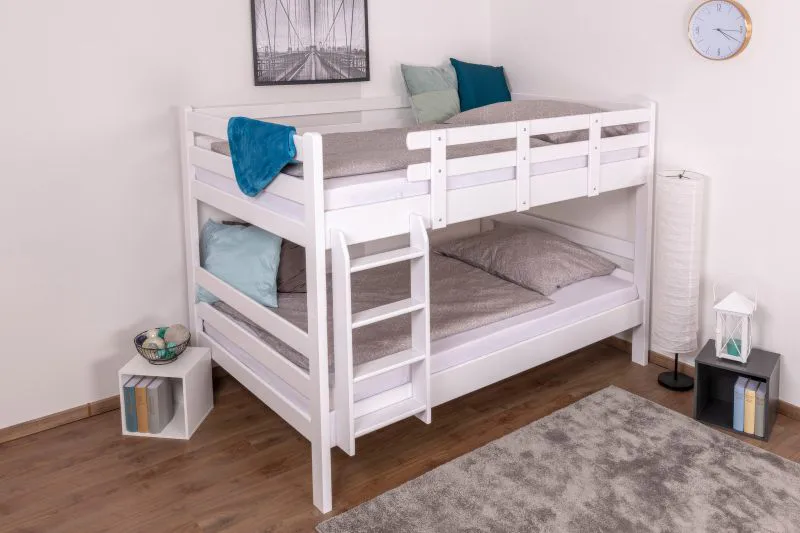 Stapelbed voor volwassenen "Easy Premium Line" K24/n, hoofdbord en voeteneind recht, wit gelakt beuken - ligvlak: 120 x 200 cm, deelbaar