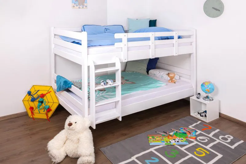 Stapelbed "Easy Premium Line" K24/n, recht hoofdbord en voeteneind, wit gelakt beuken - ligvlak: 120 x 200 cm, deelbaar