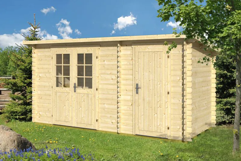 Chalet /tuinhuis Pribitz 04 incl. vloer - blokhut 28 mm, grondoppervlakte: 11,5 m², plat dak