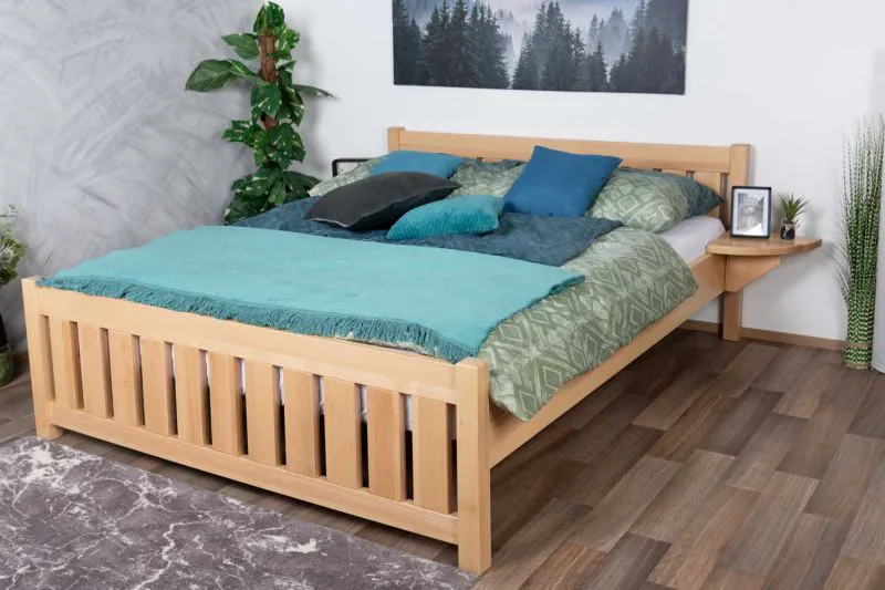 tienerbed / jeugdbed van massief beukenhout naturel 106, incl. lattenbodem - afmetingen 160 x 200 cm