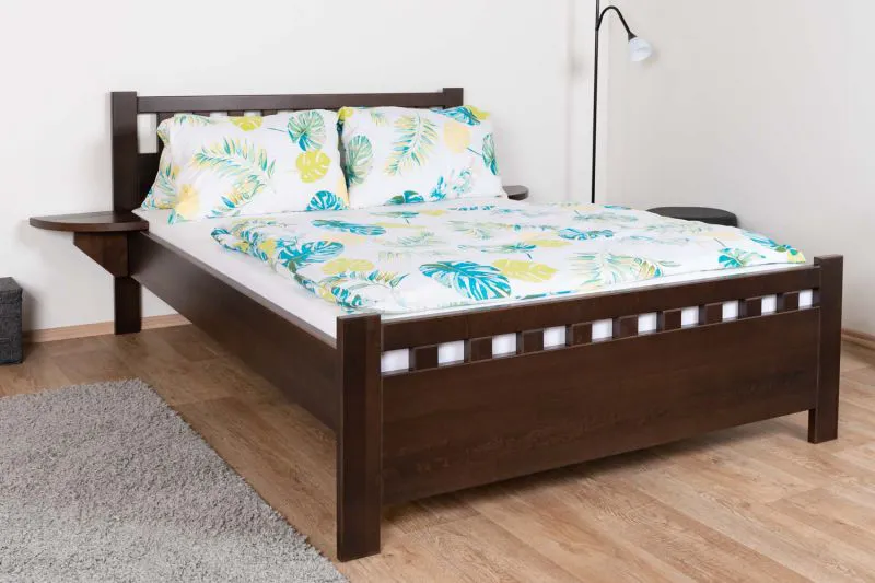 Eenpersoonsbed massief beukenhout 108, incl. lattenbodem, kleur walnoten, ligvlak 140 x 200 cm, modern logeerbed, snel en eenvoudig te monteren, stevig
