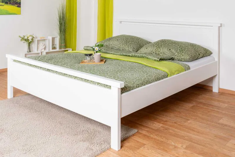 Modern tweepersoonsbed massief grenen 69, logeerbed in wit, incl. lattenbodem, ligvlak 180 x 200 cm, professioneel afgewerkt, hoge stabiliteit