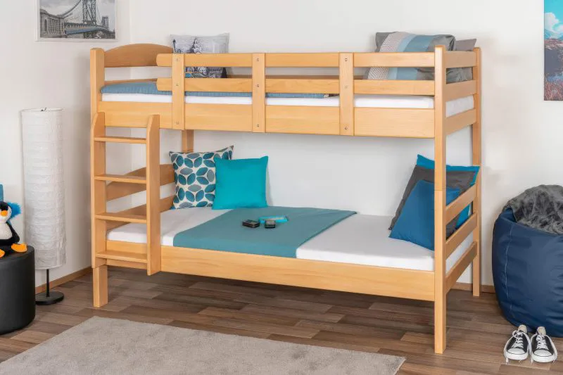 Stapelbed 90 x 200 cm "Easy Premium Line" K17/n, massief beukenhout natuur- transparant gelakt, deelbaar