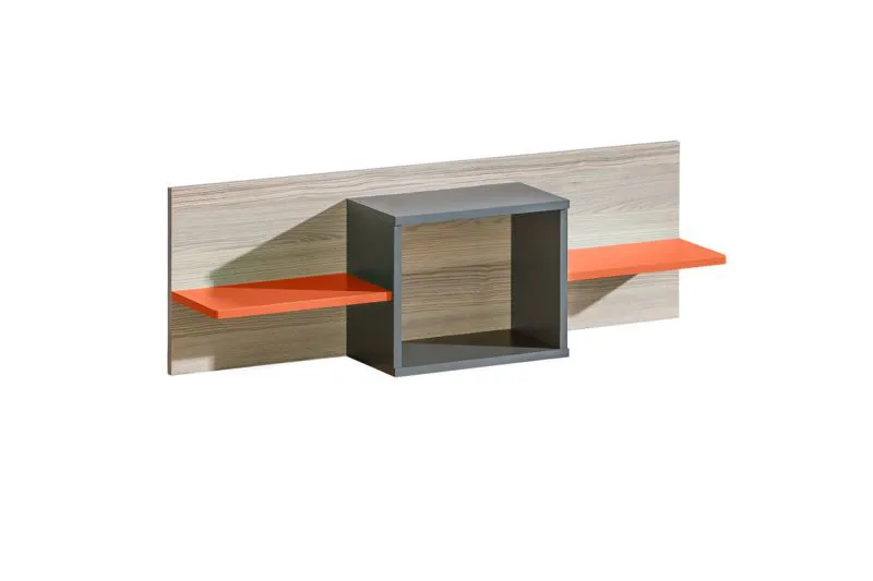 Jeugdkamer / tienerkamer - Hangplank Marcel 09, Kleur: Ash Orange / Grey / Brown - afmetingen: 35 x 110 x 20 cm (H x B x D)